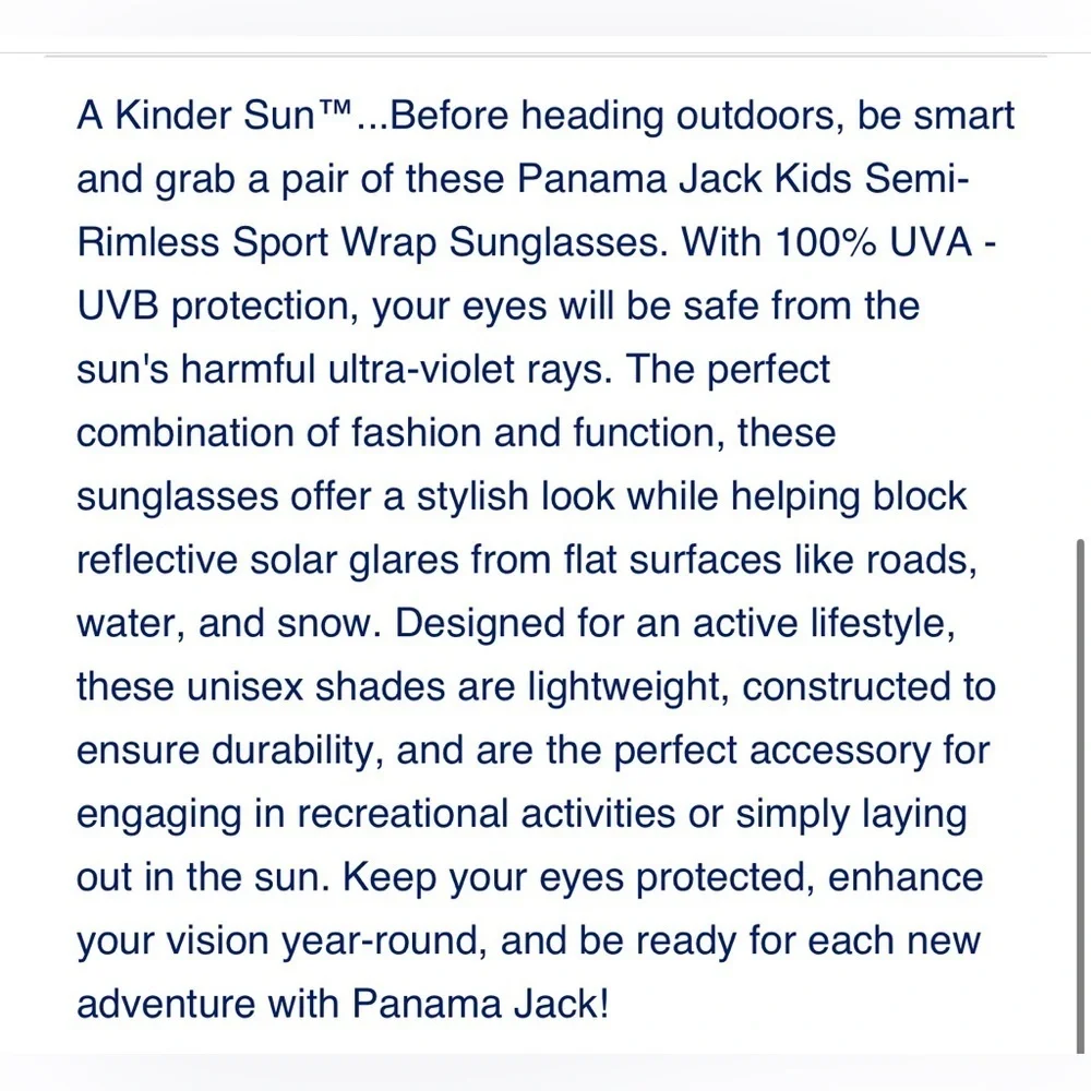 Panama Jack Semi Rimless sunglasses impact resistant 100% UVA/UVB protection